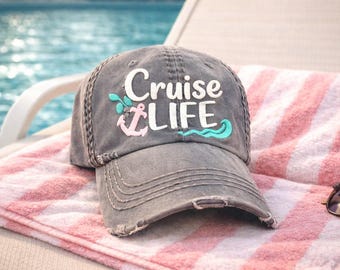 Embroidered Cruise Life Baseball Cap: Cruising Anchor Waves Accent, Mom Wife, Gift Clothing