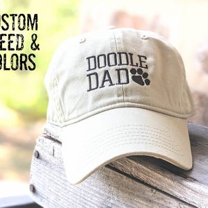 Embroidered Dog Breed Dad Hat: Custom Text Baseball Cap Doodle More, Gift Present Husband