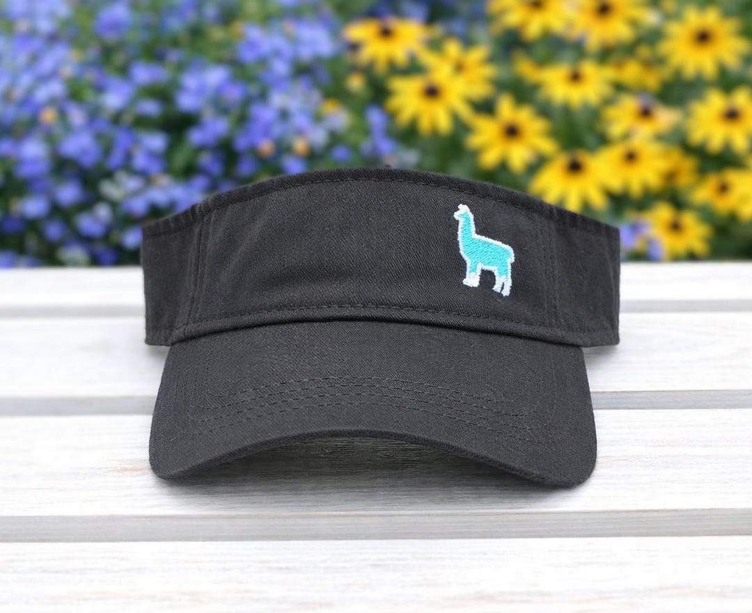 Embroidered Llama Visor: Women's Alpaca Hat, Small Corner Design