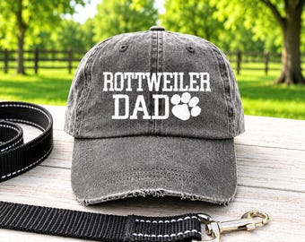Rottweiler Dad Hat, Dog Embroidered Paw Print Baseball Cap, Gift Present, Birthday Father's Day