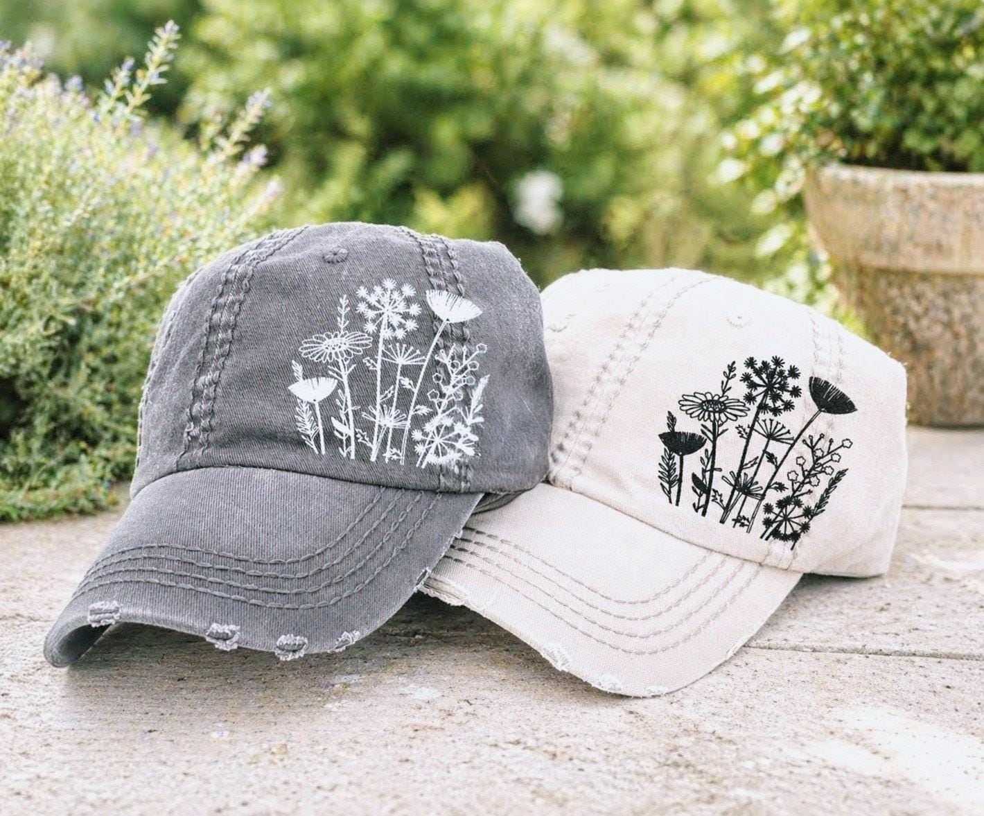 Women’s Floral Statement Hat - White with Black & Blush Flowers Vintage Floral Hat - Etsy main image 4