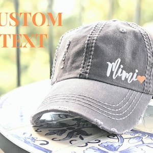 Mimi or Custom Text Name Nickname Hat, Mimi Gifts, Cute Sewn Embroidered Baseball Cap, Mimi Birthday Gift, Mimi Mother's Day Gift, Clothing