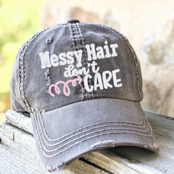 Messy Hair Don't Care Baseball Cap, Bad Hair Day Hat, Messy Hair Hat, #momlife funny pun cute gift present clothing twin mom wife friend