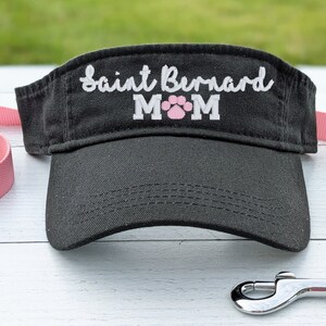 Saint Bernard Dog Mom Or Mama Visor, Embroidered Hat, Gift Paw Print Design