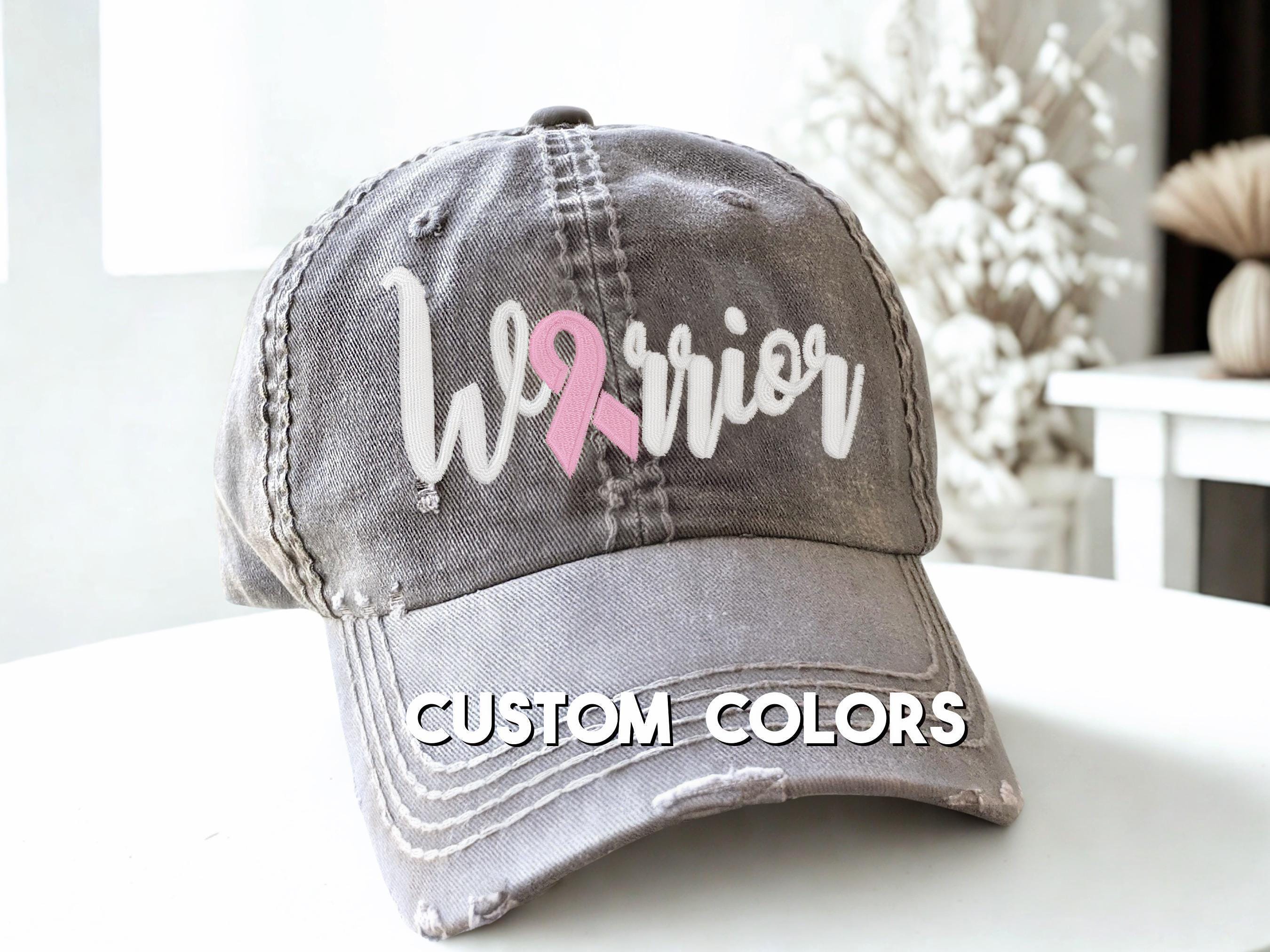 Custom Pink Breast Cancer Awareness Ribbon Baseball Cap with Pearls Breast Cancer Bling Hat main image 4