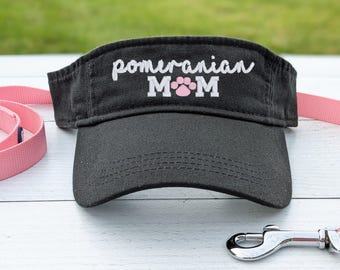 Pomeranian Mom Embroidered Visor: Dog Lover Gift Clothing Her Wife, Paw Print