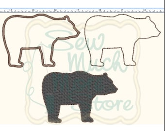 3 Pack - Bears Embroidery Files - 3.5 INCH - Machine Embroidery Files - woods - woodland - animal - forest - hunting - grizzlies