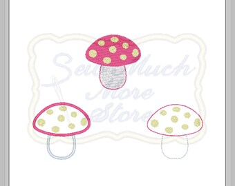3 Pack Mushroom 2 inch Machine Embroidery File - Lilly Bimble Original Design | woodland| mushroom | cute | applique | felt applique | plant
