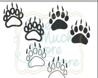 3 Pack - Bear Paw Prints Embroidery Files - 2.5 INCH - Machine Embroidery Files - woods - woodland - animal - forest - hunting - grizzlies