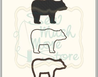 3 Pack - Bears Embroidery Files - 1.5 INCH - Machine Embroidery Files - woods - woodland - animal - forest - hunting - grizzlies