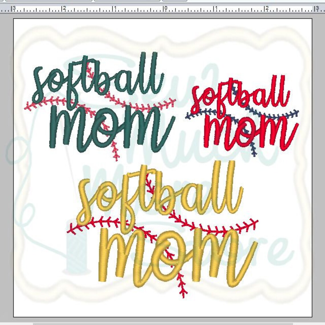 3 Pack Softball Mom Embroidery File 2.25 3 & 4 INCH Etsy