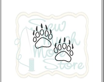 Bear Paw Prints Outline (Felt Applique) Embroidery File - 1.5 INCH - Machine Embroidery File - woods - woodland - animal, grizzlies, hunting