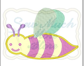 Bumble Bee Applique - 3.5 inch Machine Embroidery File - Lilly Bimble Original Design | spring | bee | cute | applique | summer | girlie