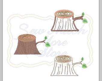 3 Pack Tree Stump 3 inch Machine Embroidery File - Lilly Bimble Original Design | woodland | tree | outline | applique | felt applique