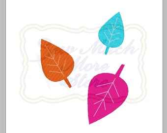 Leaf - 3 pack Machine Embroidery File - Lilly Bimble Original Design | woodland | nature | cute | teal | plant | pink | orange | teardrop
