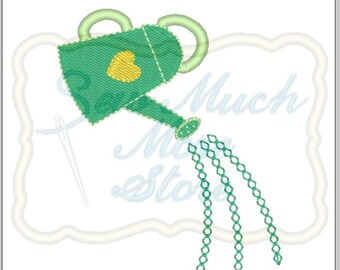 Watering Can 2 - 3.5 inch Machine Embroidery File - Lilly Bimble | garden | heart | spring | flowers | fun | applique | summer | water | can