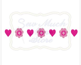 Heart and Flower Border 5.5 inch Machine Embroidery File - Lilly Bimble Original Design | love | girlie | cute | spiral stitch | border