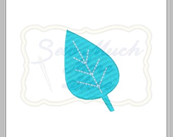 Leaf - 2 inch Machine Embroidery File - Lilly Bimble Original Design | woodland | nature | cute | fill stitch | plant | blue | teardrop