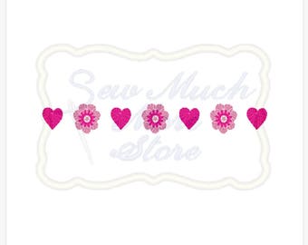Heart and Flower Border 4.5 inch Machine Embroidery File - Lilly Bimble Original Design | love | girlie | cute | spiral stitch | border