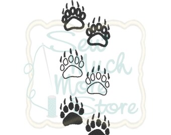 3 Pack - Bear Paw Prints Embroidery Files - 1.5 INCH - Machine Embroidery Files - woods - woodland - animal - forest - hunting - grizzlies