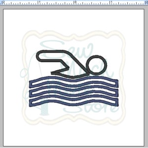 Swimming Embroidery File - 2.5 INCH - Machine Embroidery File - sports - swimming - waves - swimmer