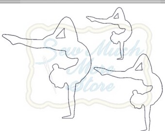 3 Pack - Gymnast Outline (Felt Applique) Embroidery Files - 2, 3 & 4 INCH - Machine Embroidery Files