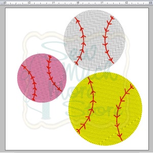 3 PACK - Baseball Embroidery File - 2, 2.5 and 3 INCH - Machine Embroidery File - sports - baseball - softball - fast pitch - pitch - ball