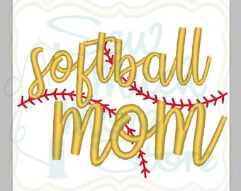 Softball Mom Embroidery File - 4 INCH - Machine Embroidery File - sports - softball - mom - ball - mom gift - sports mom - fast pitch