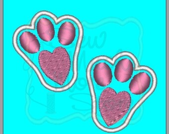 Bunny Love Paw Prints Applique Embroidery File - 3.5 INCH - Machine Embroidery File | bunny | rabbit | prints | paws | hare | buuny prints