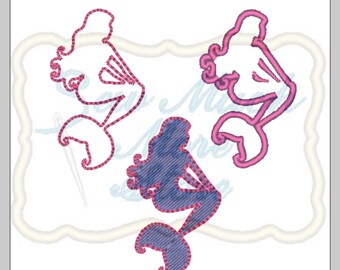 3 PACK - Mini Mermaid 2 inch - Machine Embroidery File | under the sea | summer | water | mermaid | applique | water | patch