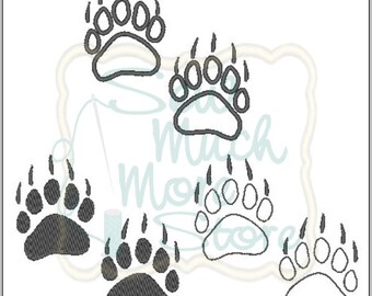 3 Pack - Bear Paw Prints Embroidery Files - 3.5 INCH - Machine Embroidery Files - woods - woodland - animal - forest - hunting - grizzlies