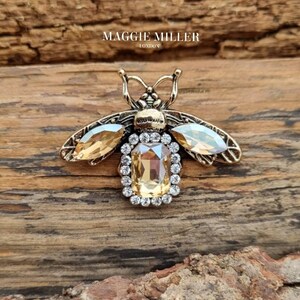 Bee Brooch Collar Pin Vintage Crystal accessory