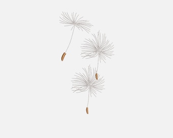 Delicado desenho de bordado de dente-de-leão – Bordado floral à máquina (Download digital)
