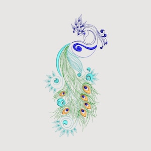 Peacock. Feather. Embroidery design. Machine embroidery. Computer embroidery. Bird. Pattern. file for embroidery.