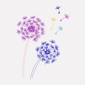 Embroidery design. Machine embroidery for clothes, bags. Dandelion. flower. Nature.