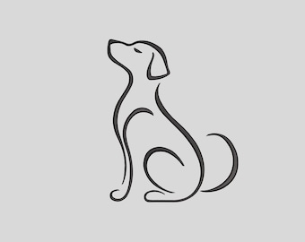 Minimalist Dog Line Art Embroidery Design (Machine Embroidery File)