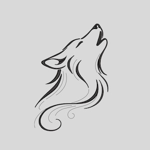 Broderidesign med mystisk varg | Linjekonstvarg | Minimalistiskt djurmönster