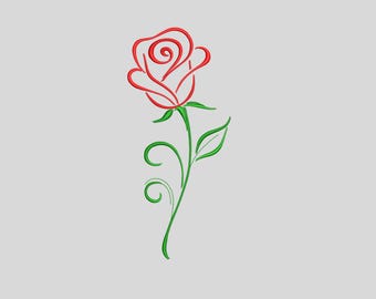 Rose Embroidery Design | Floral Line Art | Machine Embroidery File