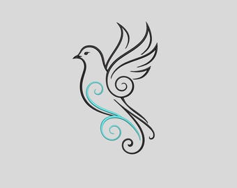 Elegant Bird Embroidery Design – Minimalist Line Art . pigeon
