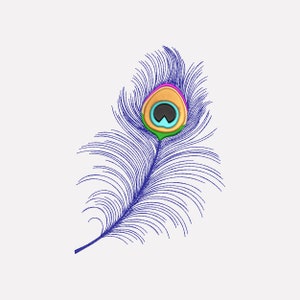 Embroidery design. Machine embroidery for clothes, bags. feather. peacock.