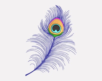 Peacock Feather Machine Embroidery Design (dst, exp, hus, jef, pes, vp3, xxx, emd, pec)