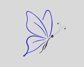 Line Art Butterfly Embroidery Design – Minimalist Machine File