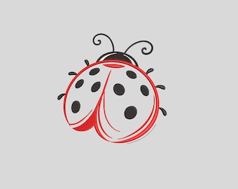 Diseño de bordado de mariquita / Lindo insecto bordado a máquina / Mariquita de arte lineal moderno / Descarga instantánea
