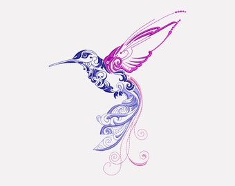 Embroidery design. Machine embroidery. hummingbird, birdie, nature, Bird
