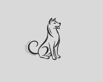 Minimalist Dog Line Art Embroidery Design (Machine Embroidery File)