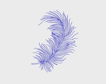 Diseño de bordado. Bordado a máquina para ropa y bolsos. Pluma.