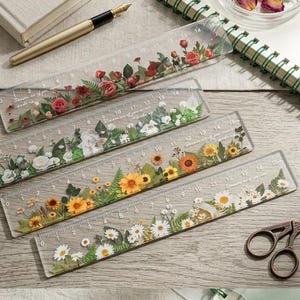 15cm Transparent Ruler with Floral Pattern | Ready-to-Give Gift | Aesthetic Stationery | Women's Office Supplies
