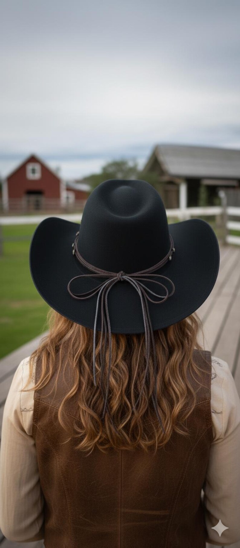 Chapeau Feutre De Cowgirl – 100% Laine – Noir – Taille Unique
