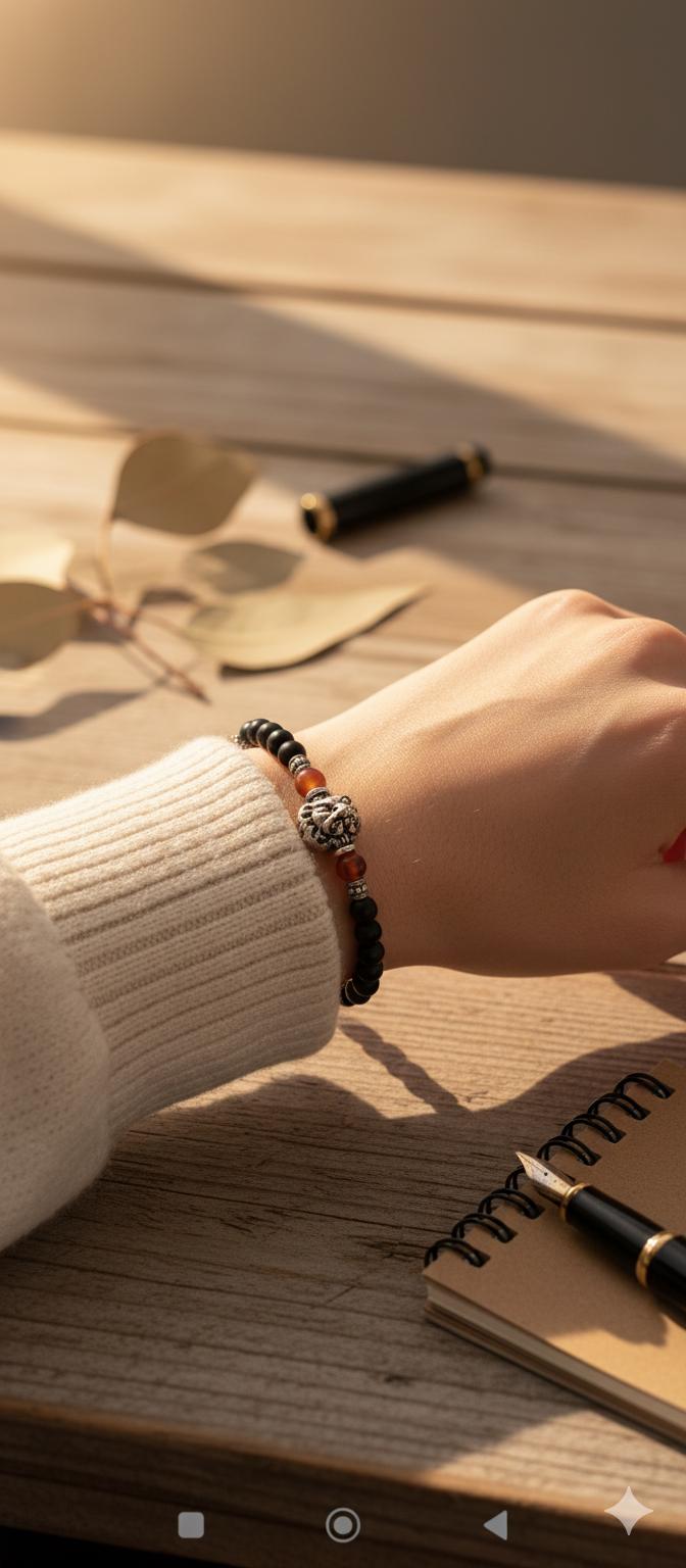 Bracciale da uomo con perline di pietra lavica a forma di leone: gioielli con ciondoli personalizzati - Italia