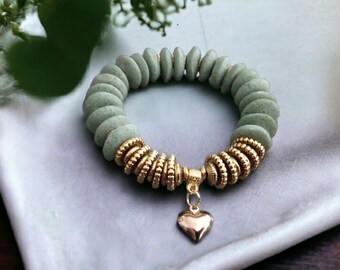 Women's bracelet - Florida pearl - Pastel green and gold